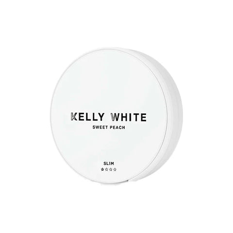 Short Dated :: 8mg Kelly White Slim Medium Sweet Peach Nicotine Pouches - 20 Pouches