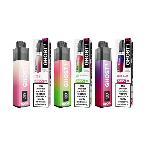 20mg Vapes Bar Ghost Pro 8000+ Puffs Prefilled Pod Vape Kit